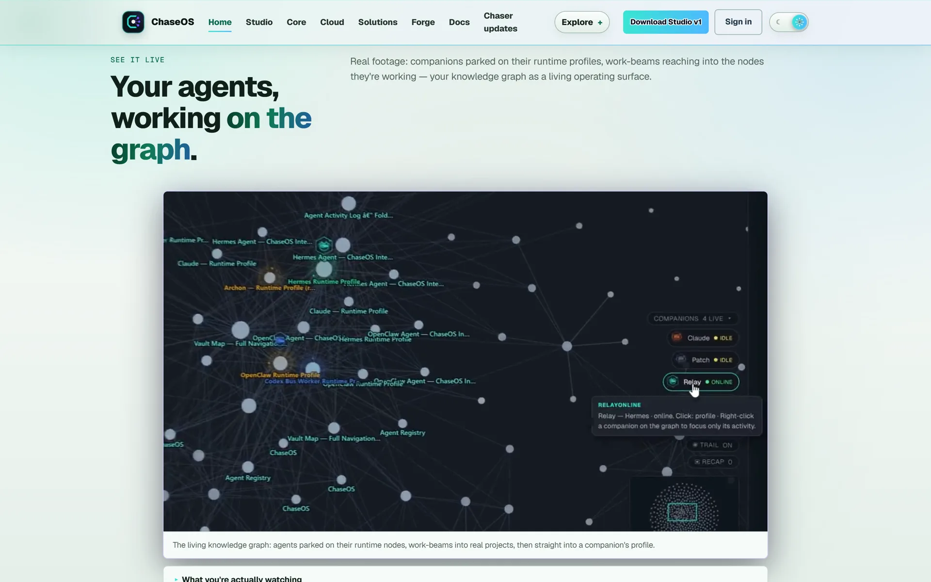 Live agent knowledge-graph visualization in light mode