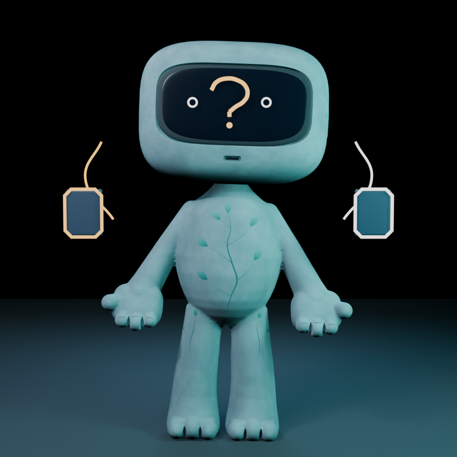 Chaser Agent in the Uncertain visual state with an amber question signal and open alternatives